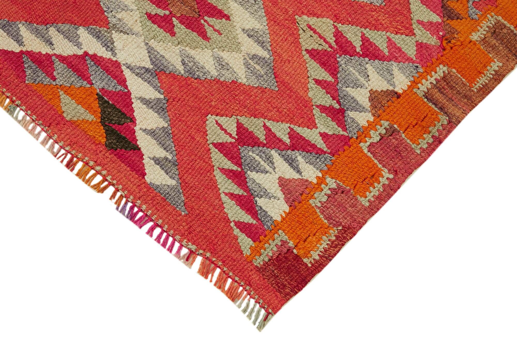 Turkish Handwoven Vintage Herki Kilim 95 cm x 337 cm