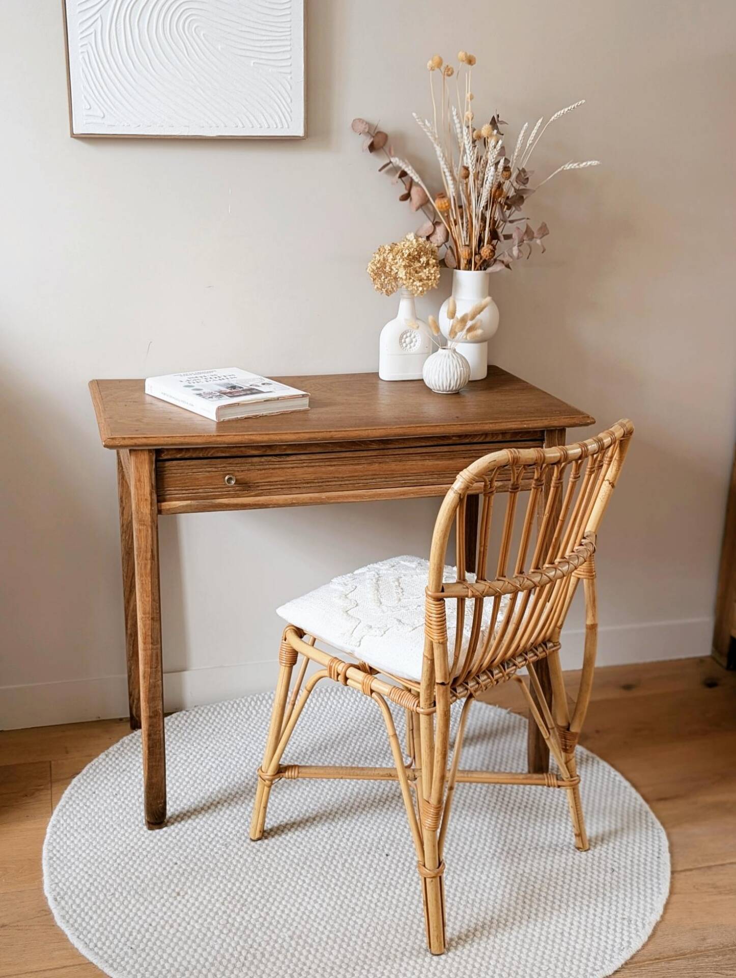 Table bureau console chêne massif 