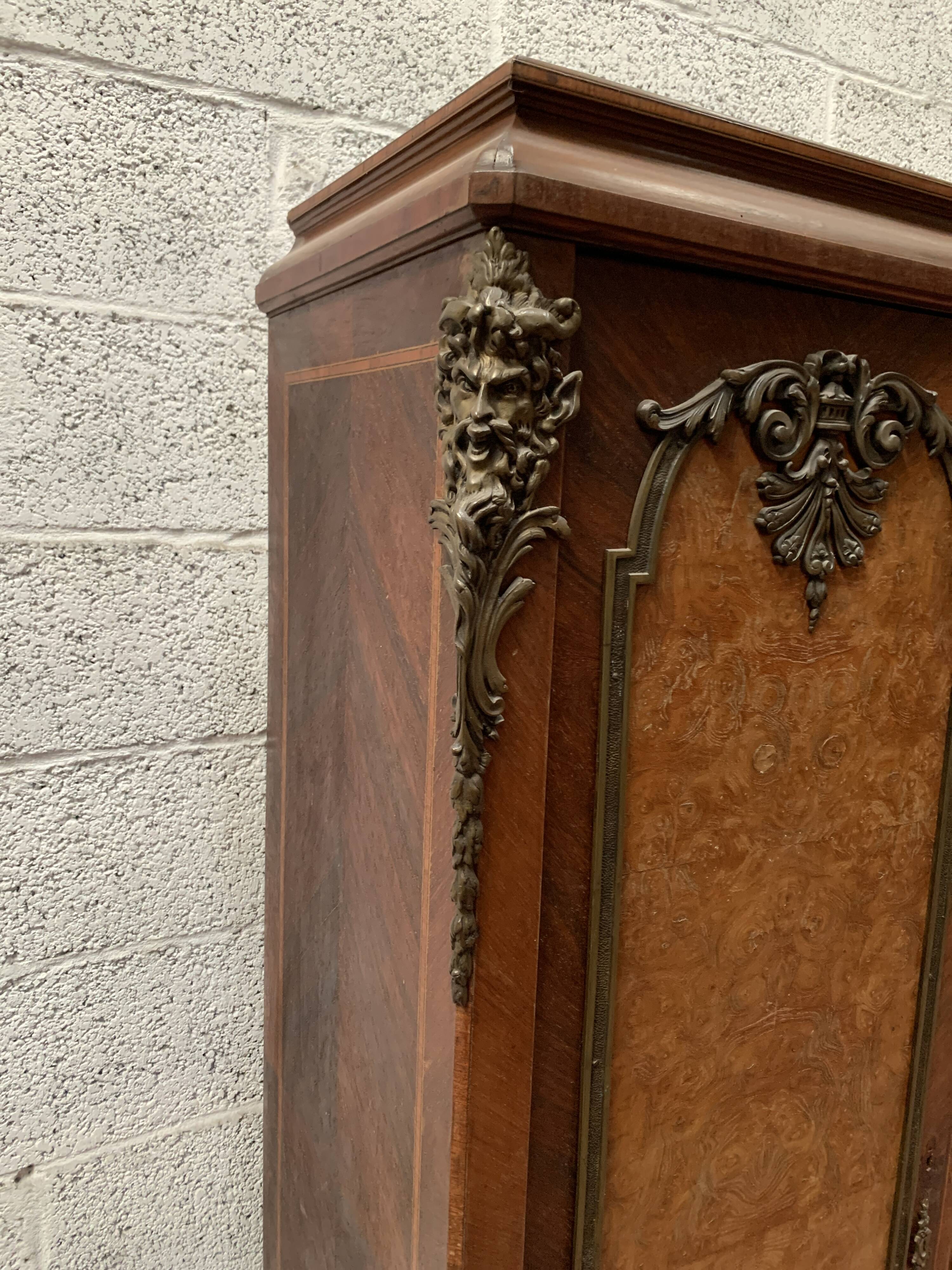 Louis XV style bookcase in mahogany and burr walnut, 20th century