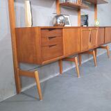 Mid-Century Modular Free Standing  Teak Wall Unit by Kjell Riise for Brodrene Jatogs, Norway, 1960s
