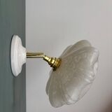 Vintage art deco wall lamp with white Clichy glass shade