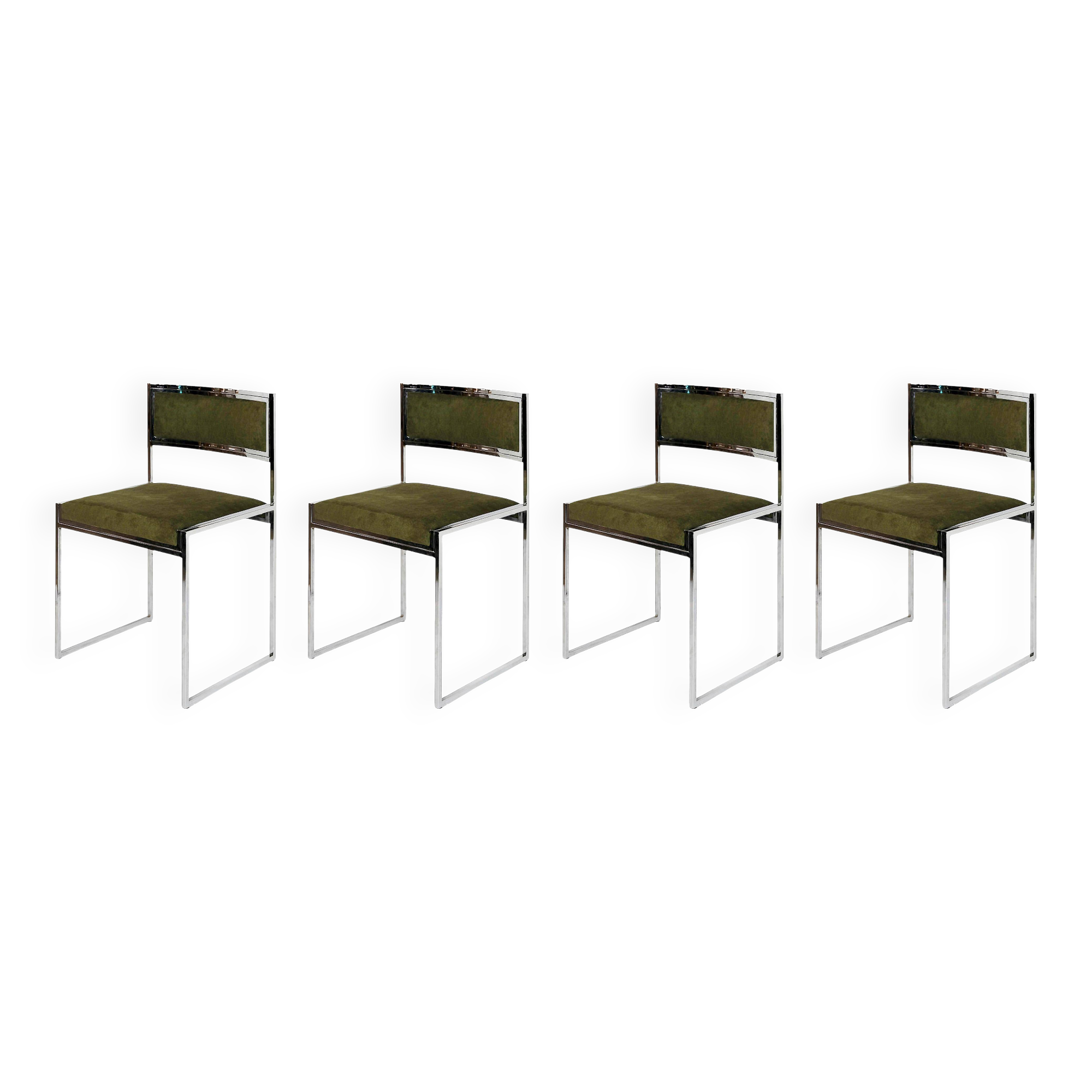 Set of 4 Mid-Century Italian Chrome Chairs by Willy Rizzo