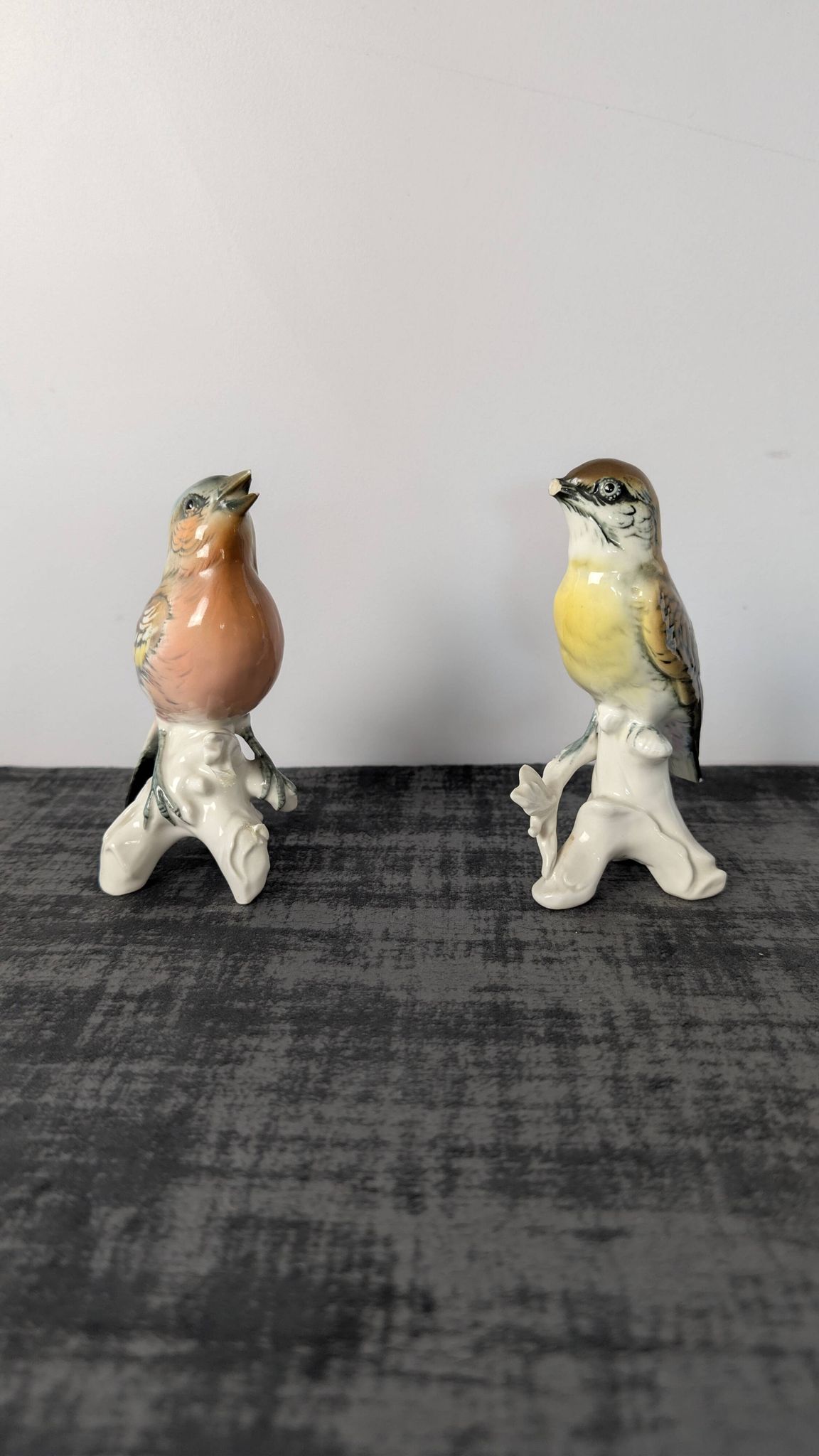 Paire d’oiseaux Karl Ens en porcelaine polychrome de Saxe