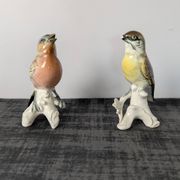 Paire d’oiseaux Karl Ens en porcelaine polychrome de Saxe