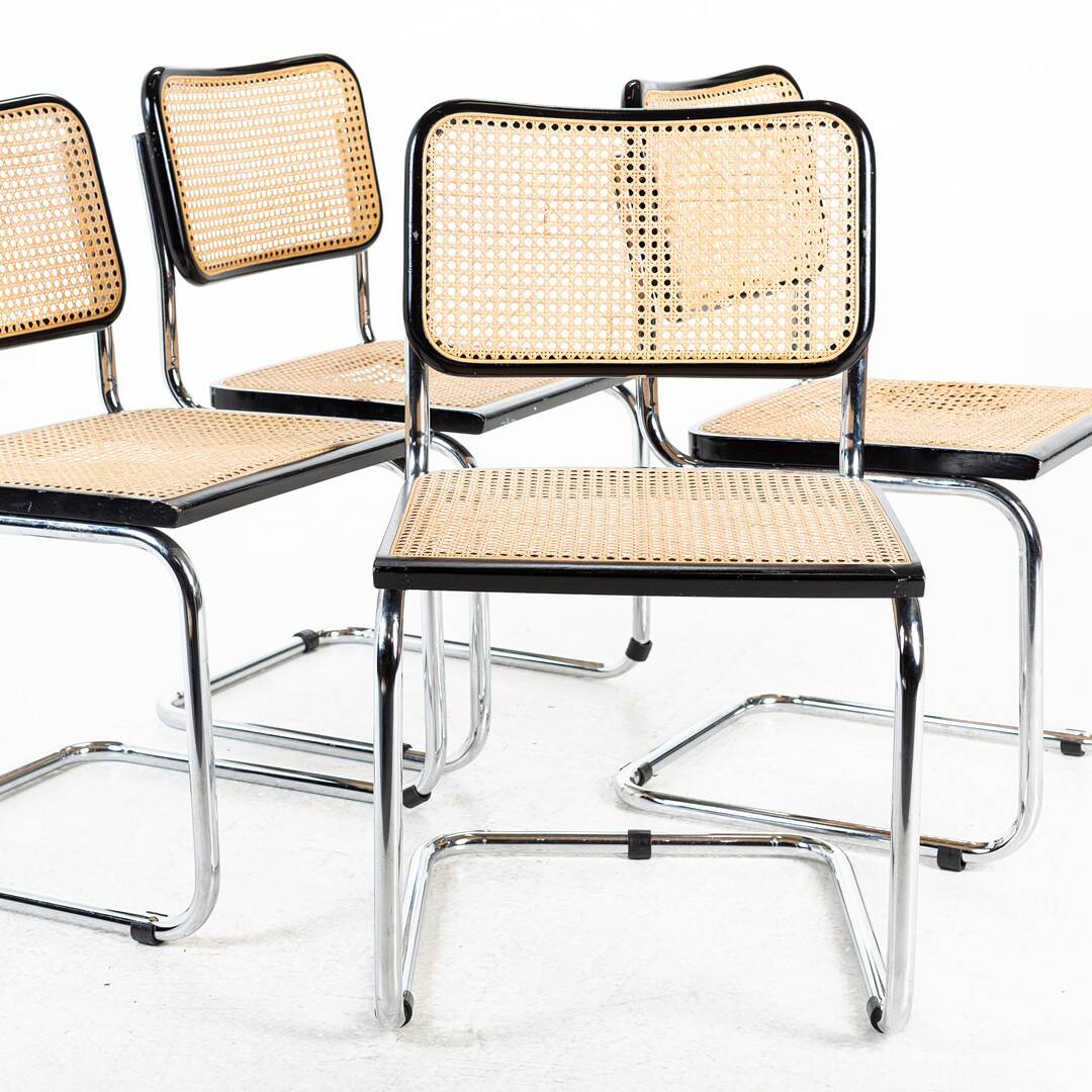 4 Bauhaus type B32 chairs black structure 1960 Italy