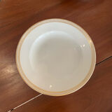 Lot of six soup plates, old, crockery, white, gilded