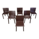 Vintage brown leather dining chairs, set of 6, 1980s