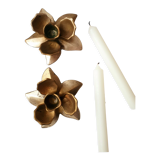 Two brass flower candlesticks