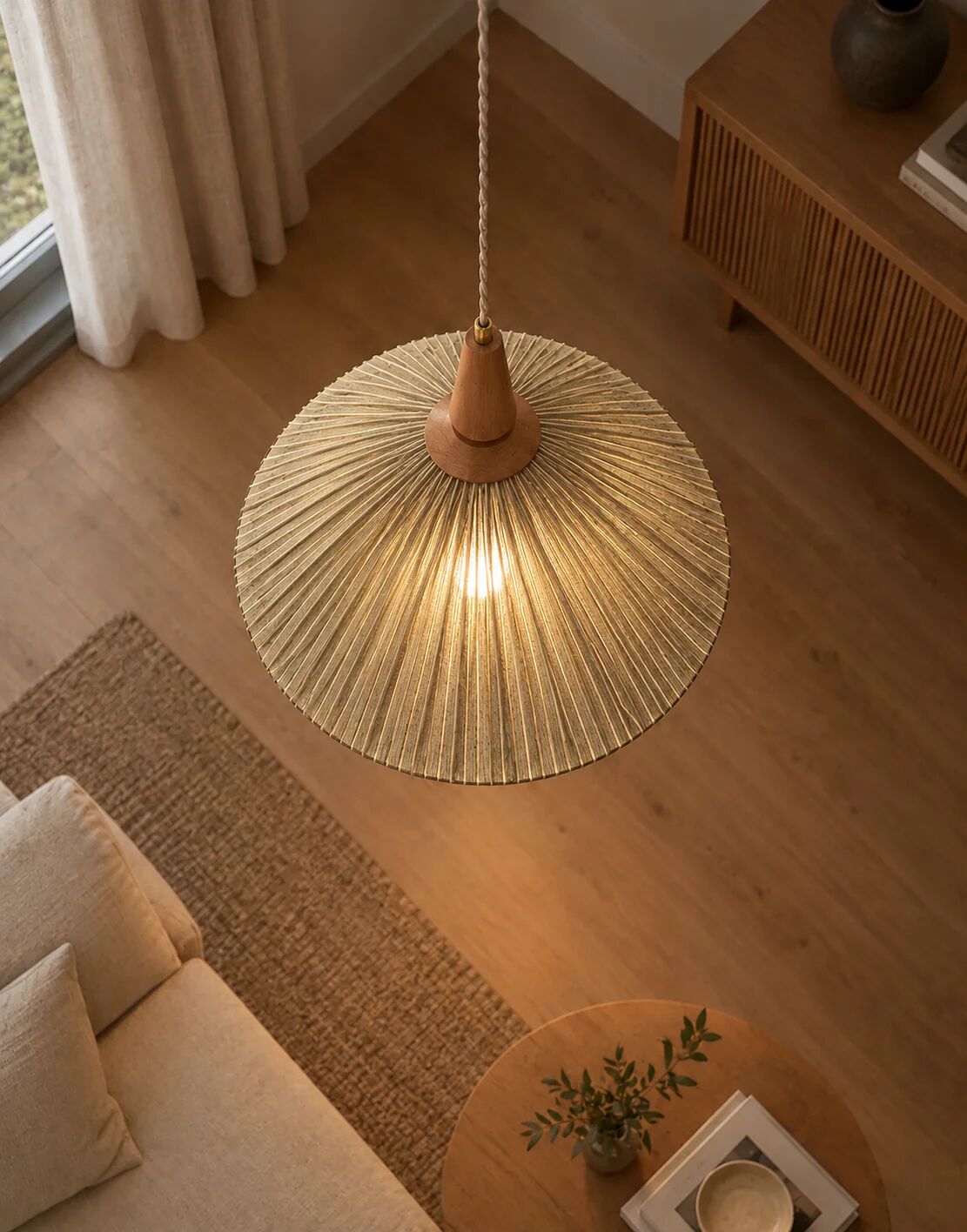 Suspension ELEONORE — 60 cm, striped olive linen and cotton