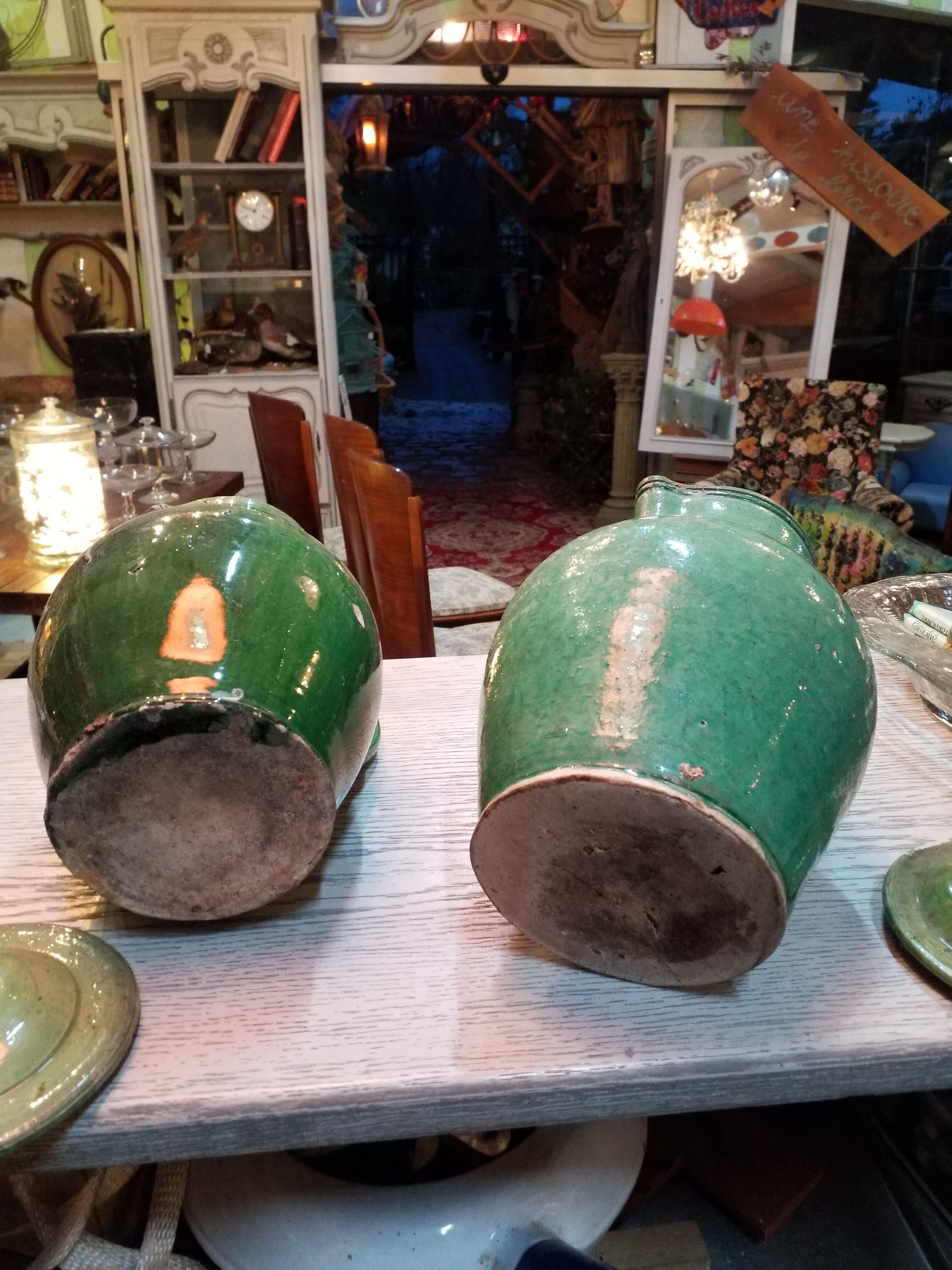 Pairs of jugs in varnished earth