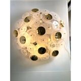 Contemporary Venied-White Disks Murano Glass Flush Mount by Simoeng