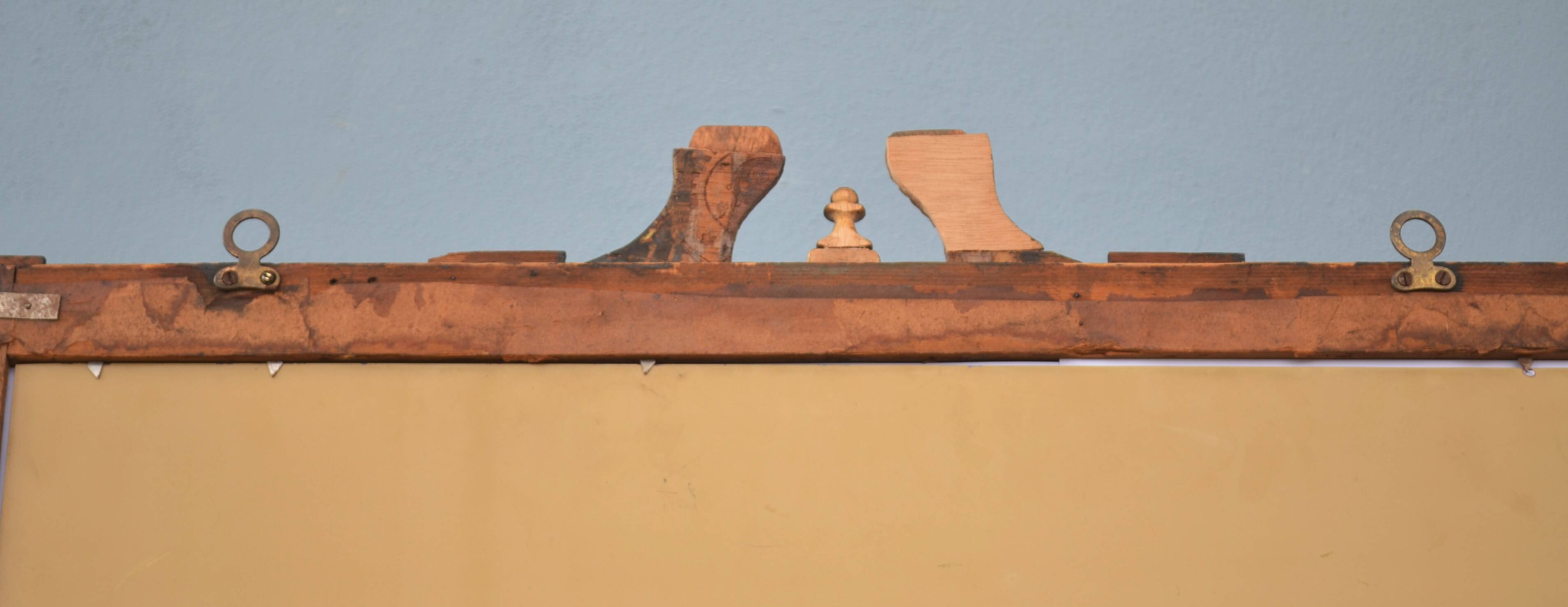 Super large Mirror Tramp Art Framed with brass elements 94 96 Prussia