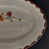 Oval earthenware serving dish HBCM Creil Montereau décor Huguette early twentieth century