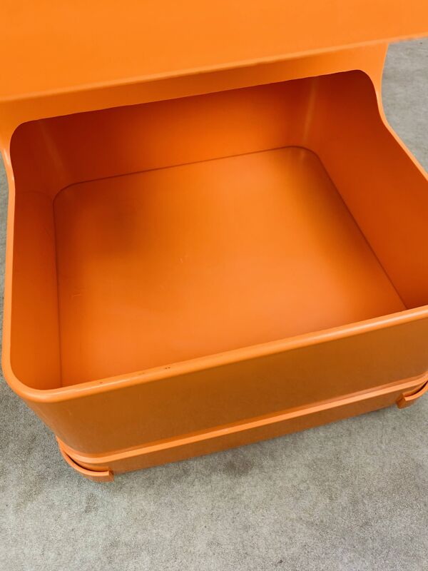 Desserte Flair pour Prisunic en plastique orange, seventies