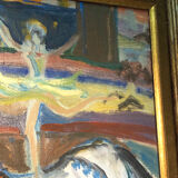Painting Oil on Canvas Fauvism Circus Horse Dancer Circa 1960
