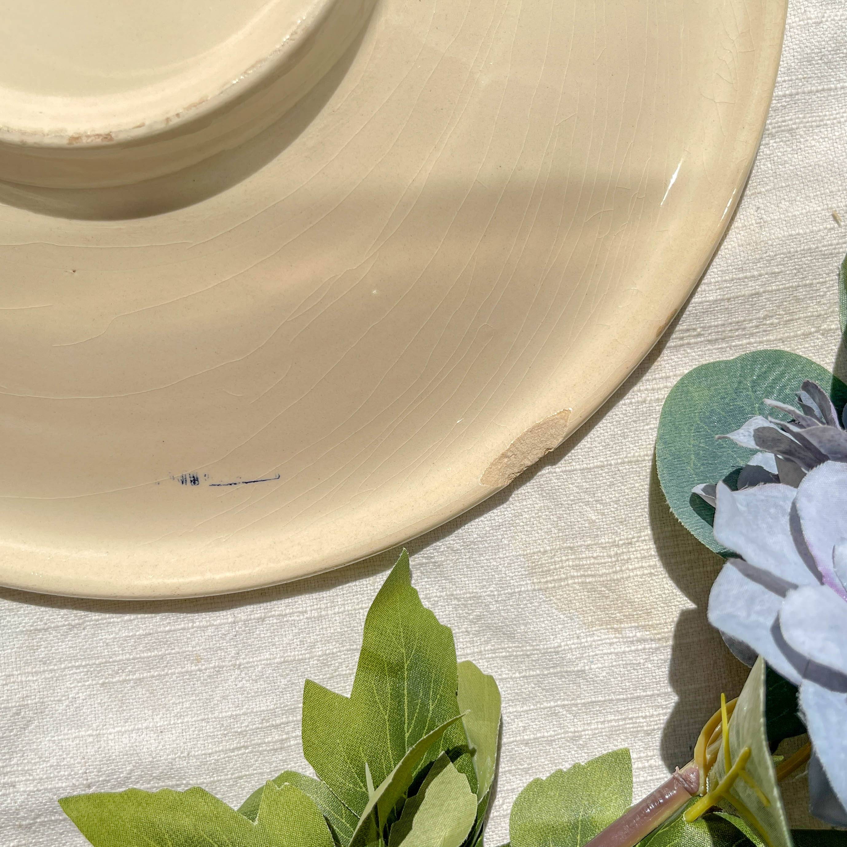 Small vintage porcelain dish K&G Luneville "Flore" 1950s small blue flowers