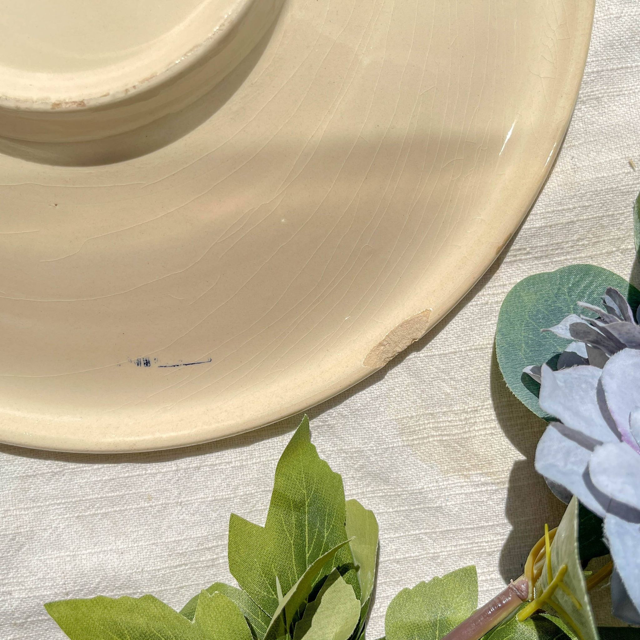 Small vintage porcelain dish K&G Luneville "Flore" 1950s small blue flowers