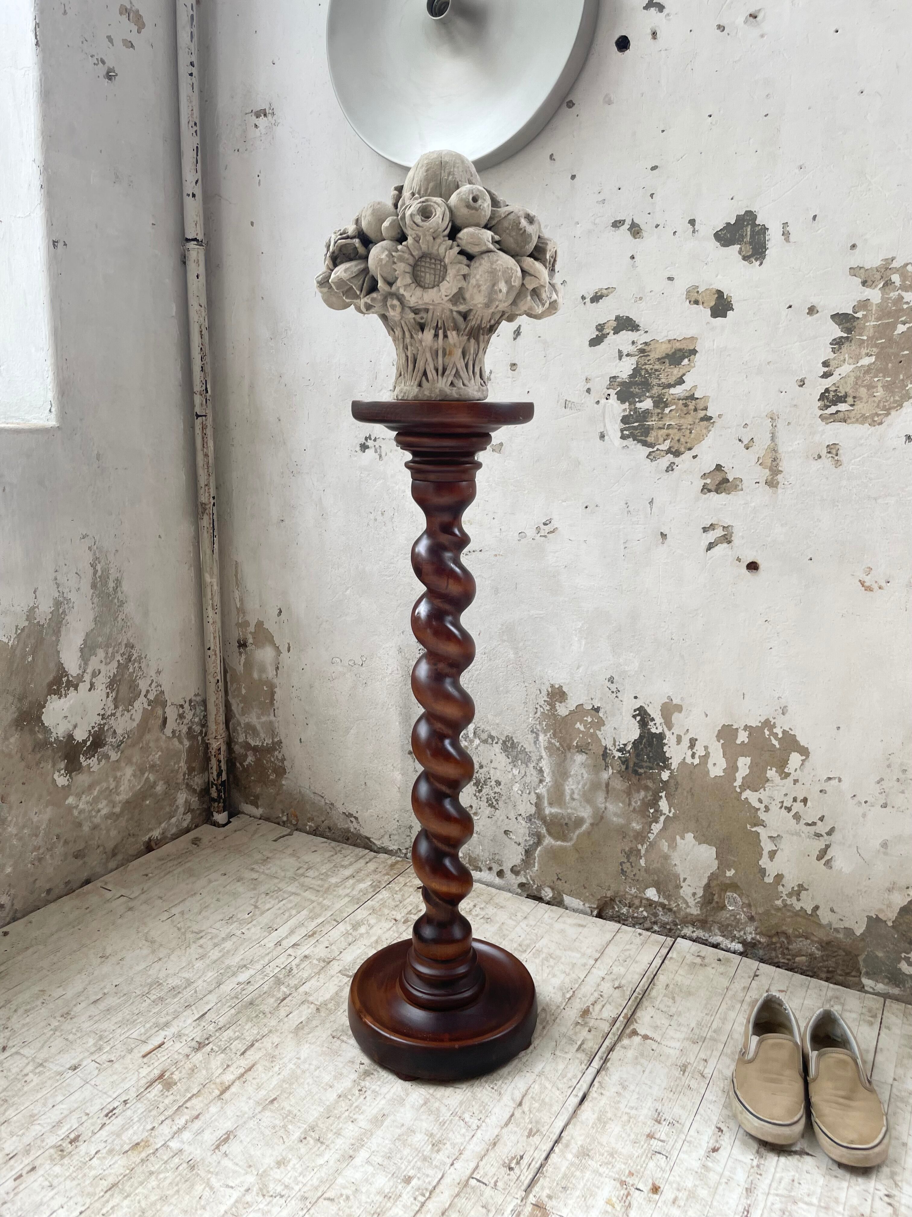 Side table walnut base turned wood