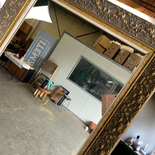 Miroir vintage en or gris