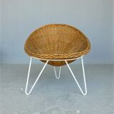 VINTAGE SALON IN RATTAN AND METAL. 1960