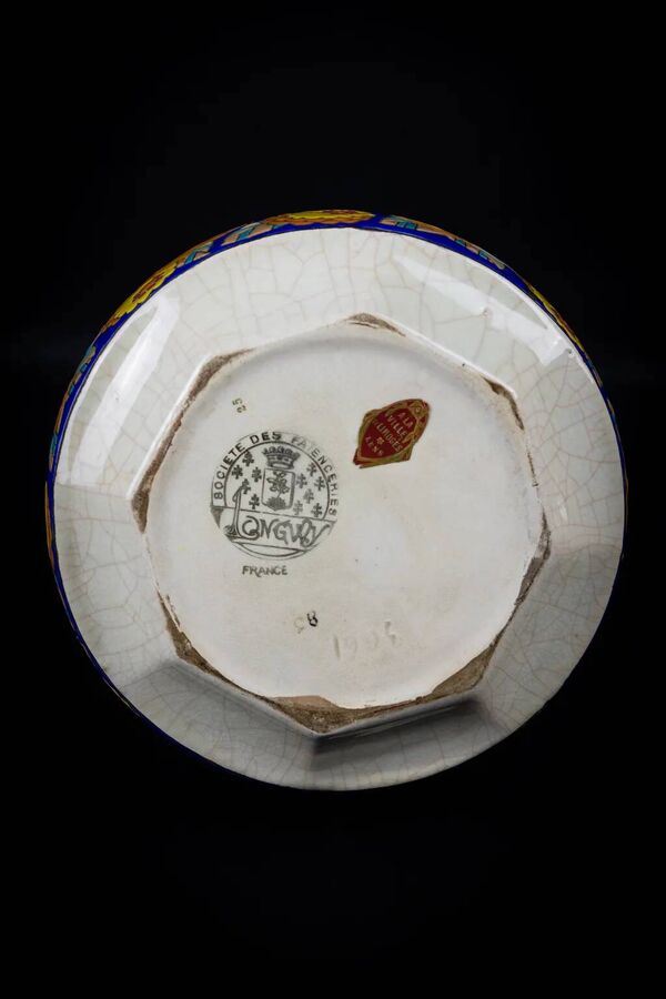 Vase toupie art déco Longwy en émaux cloisonnés - années 30