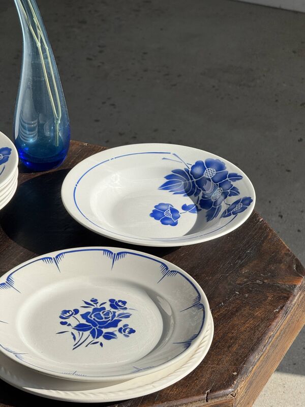 Lot de 14 assiettes creuses anciennes Moulin des Loups Hamage Modèle Edmond