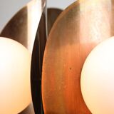 Vintage Italian Copper and Opaline Chandelier, 70s