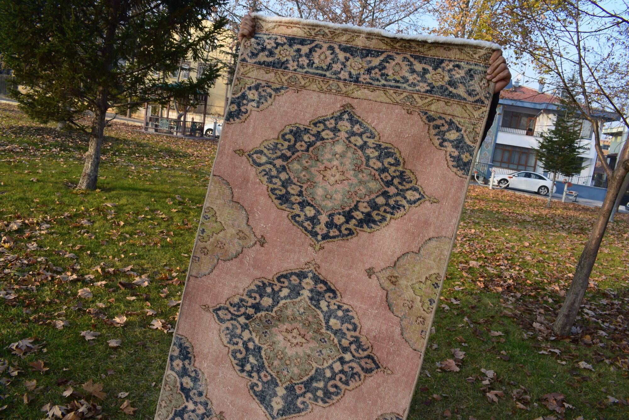 Vintage Turkish hallway rug 86x715 cm