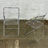 Set of two chrome-colored folding chairs by Niels Gammelgaard for Ikea