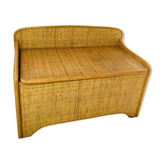 Rattan toy bench box