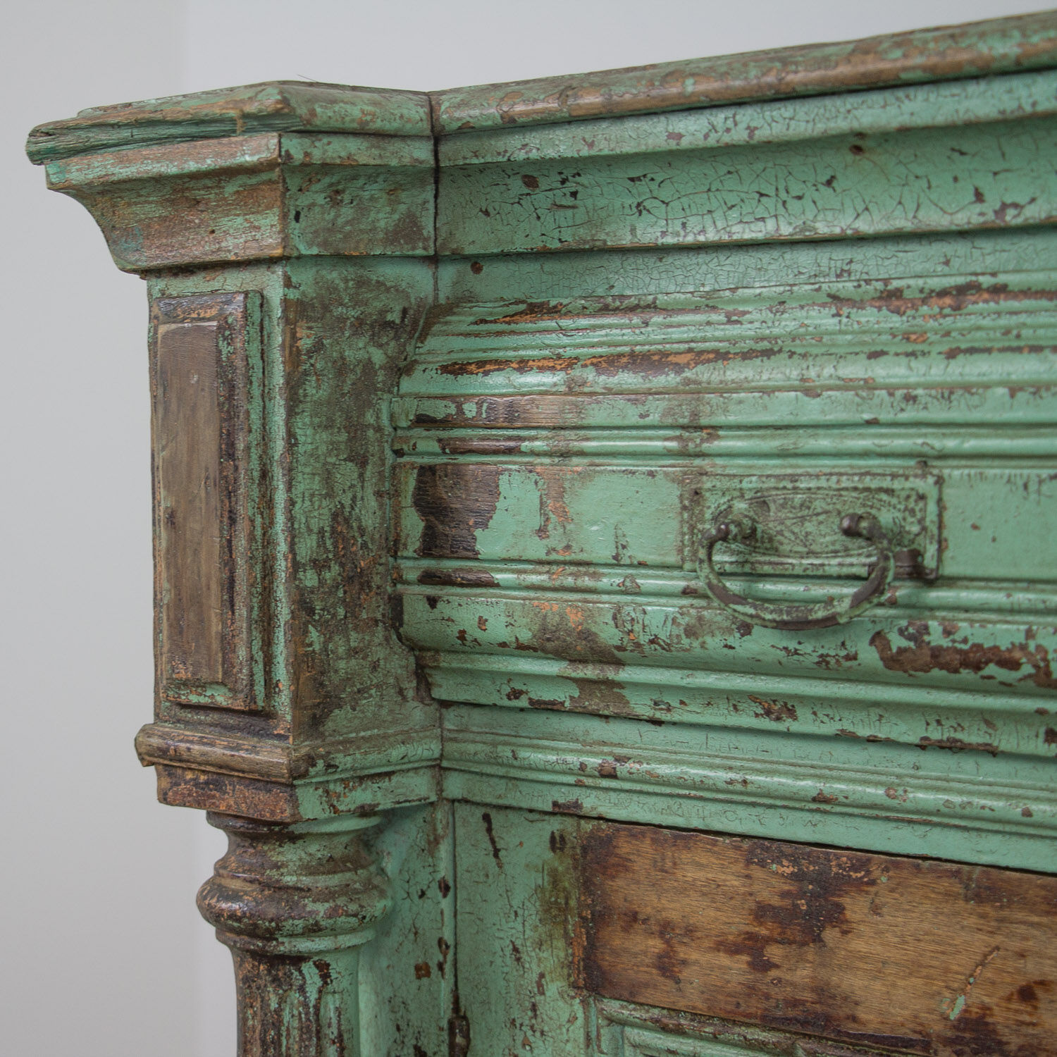 Green French antique cabinet