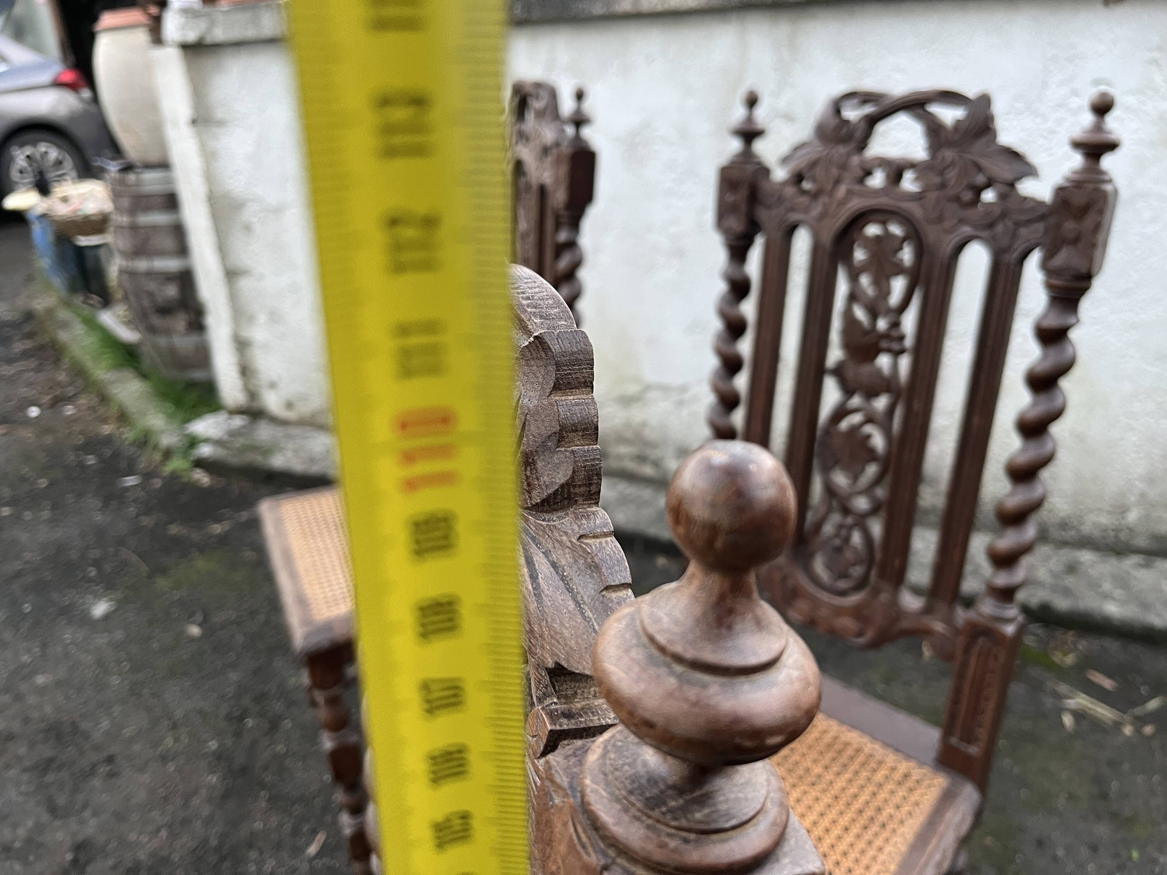 4 Henri II style chairs with twisted columns and cane seats