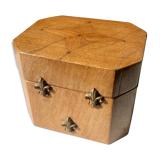 Jewelry box french craft work vintage 60 oak blond lily flower