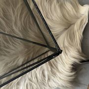 Isosceles coffee table in wire metal and black smoked glass, Max Sauze design 1970