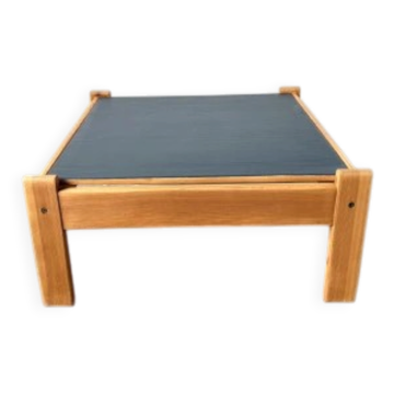 Table basse moderniste en pin massif à plateau réversible, années 70