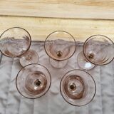 Set of 5 Biot bubble stem glasses H 15 cm, pink color