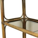 Vintage Boho Shelf Bookcase Bamboo and Smoked Glass 140cm