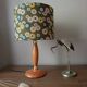 vintage Scandinavian table lamp with turned wood and Japanese lampshade