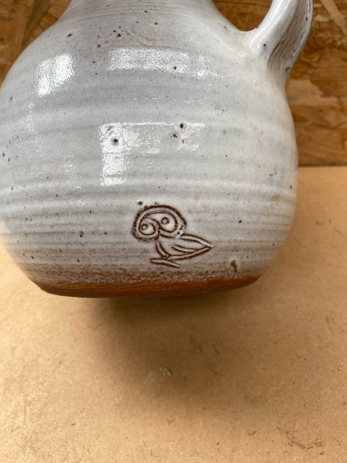 Antique jeanne & norbert pierlot pitcher in vintage grey enameled stoneware