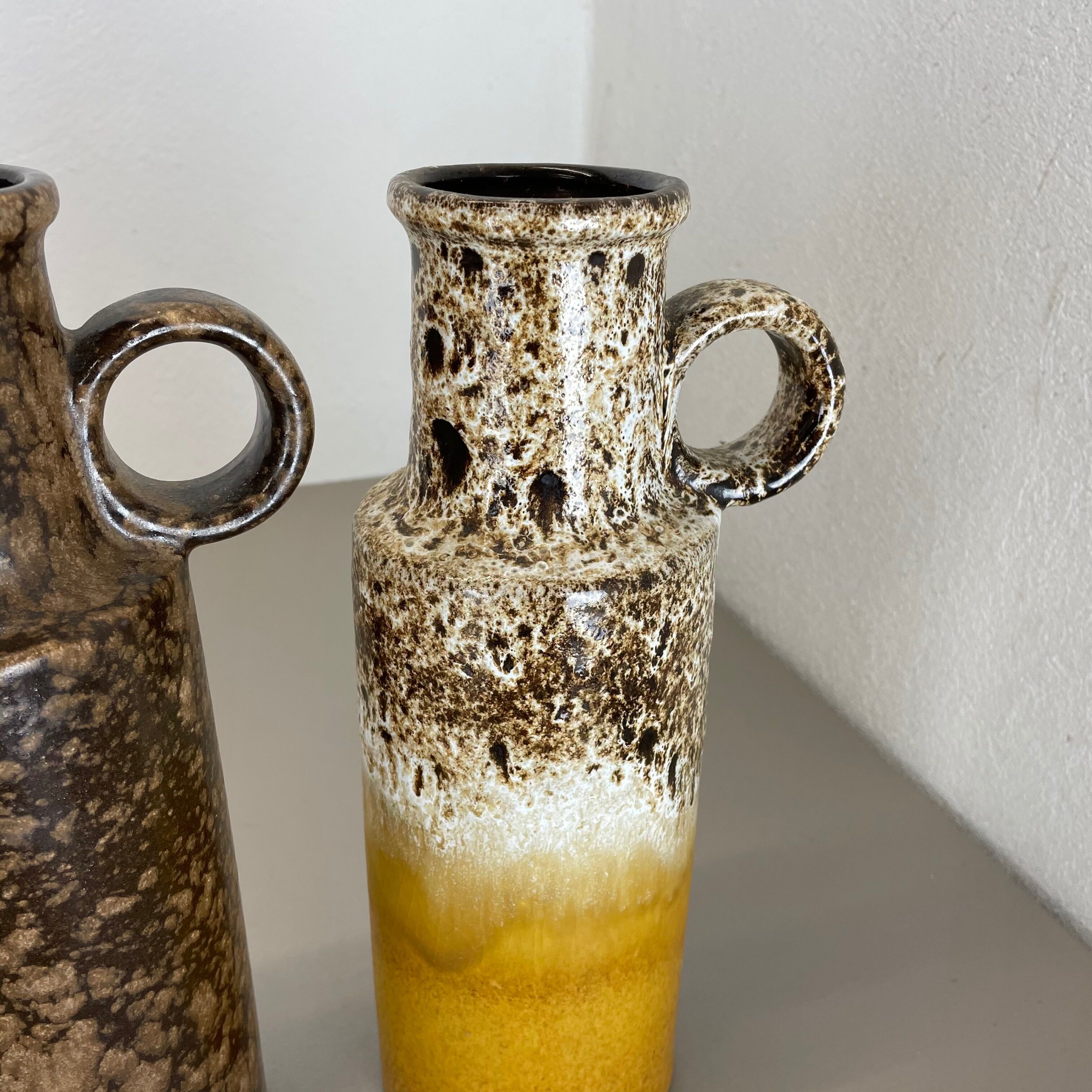 Set of 4 vintage pottery fat lava vases made by Scheurich, Germany, 1970s