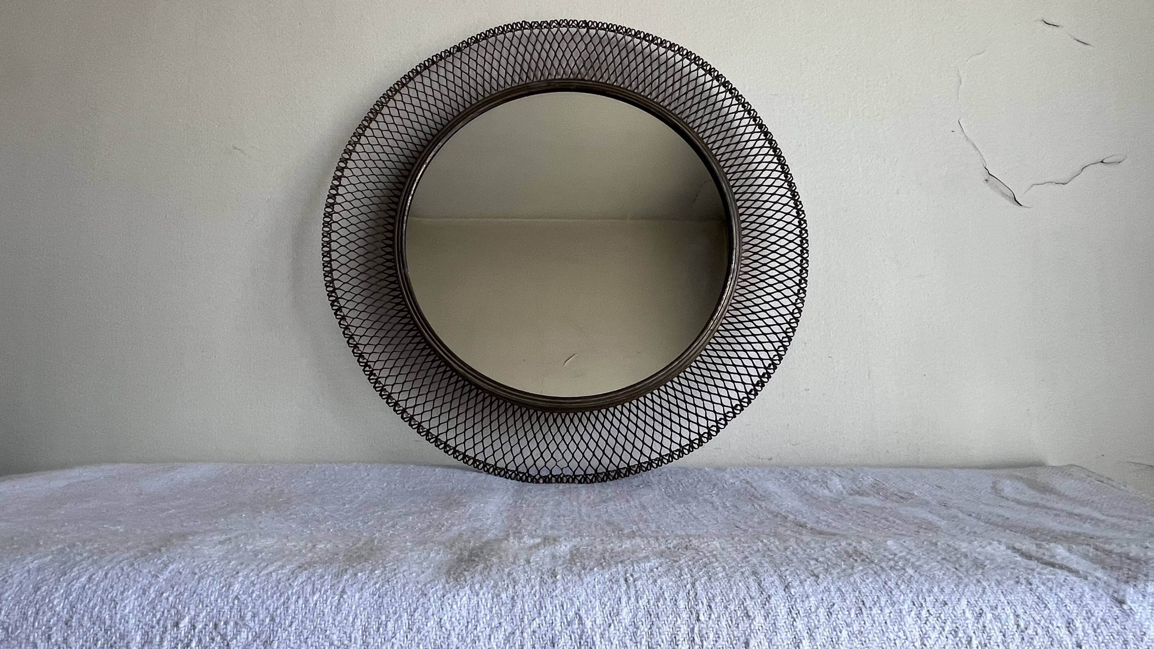 Italian sun mirror in golden mesh 1960 by Ponti