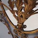 Entryway Mirror and Brass and Glass Console by Pierluigi Colli with Floral Frame