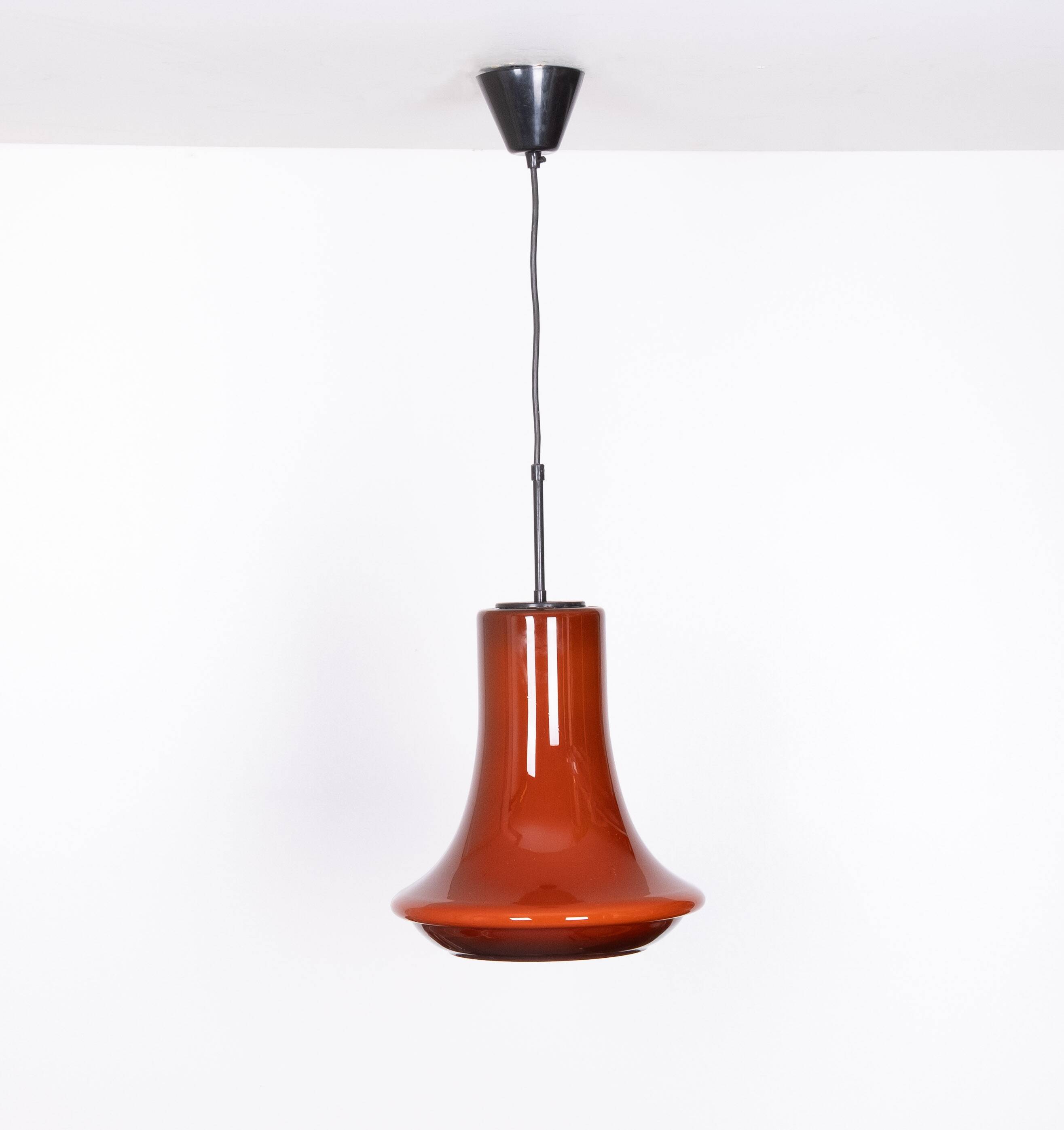 Dark red glass pendant light by Viktor Berndt for Flygsfors Sweden 1960s