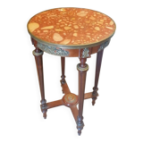 Table d'appoint / sellette / guéridon à l'antique - Bois, bronze et marbre