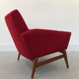 DANISH DESIGN ARMCHAIR IN WOOL & TEAK WOOD, 1970S