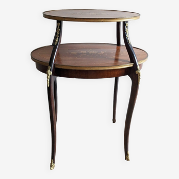 Table à thé marquetée style Louis XV 19ème