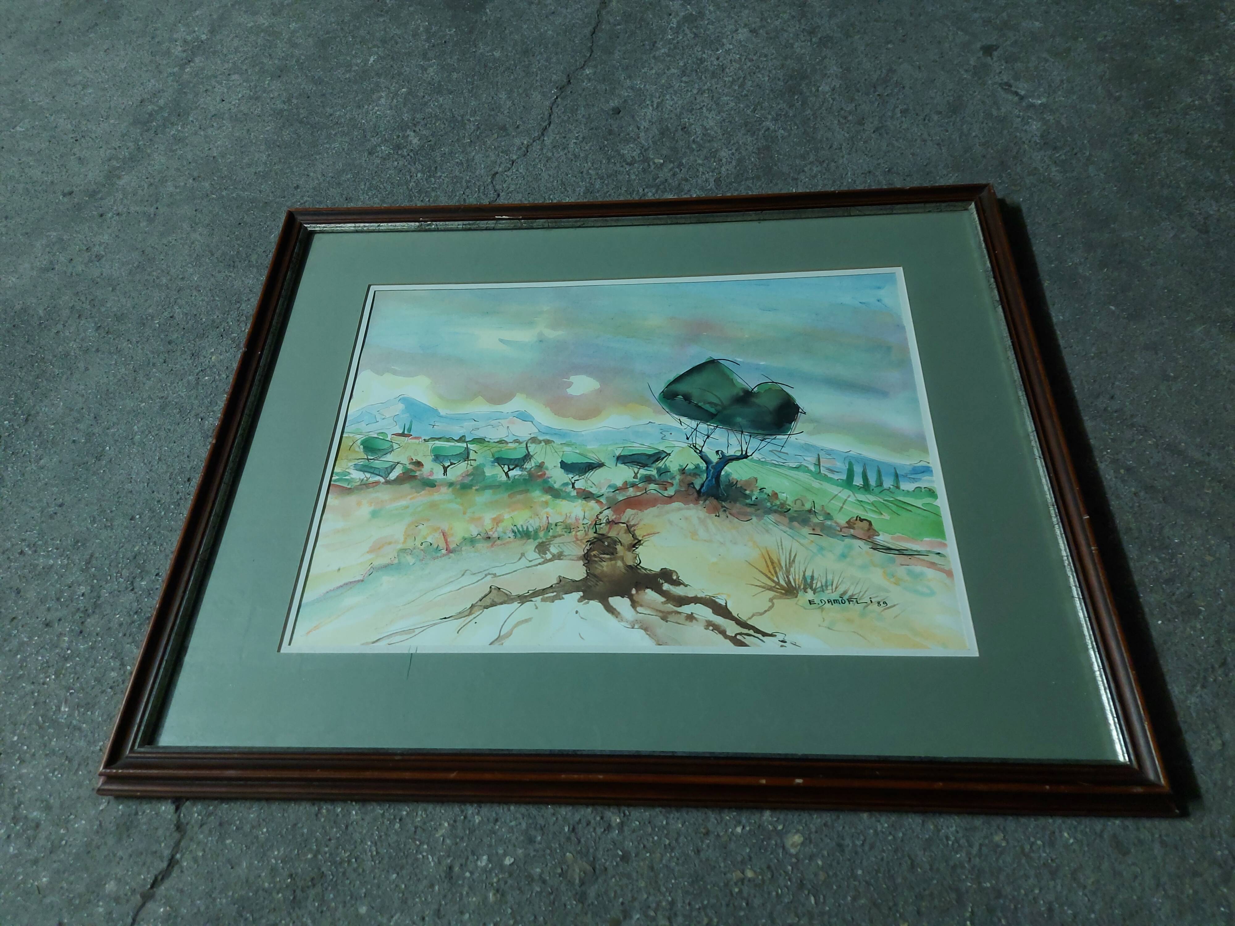 Tableau , aquarelle paysage provencal