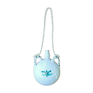 vase gourde murale blanche et verte en céramique Vallauris, années 60