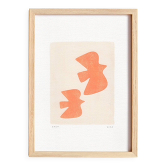 peinture sur papier "oiseaux" signée eawy