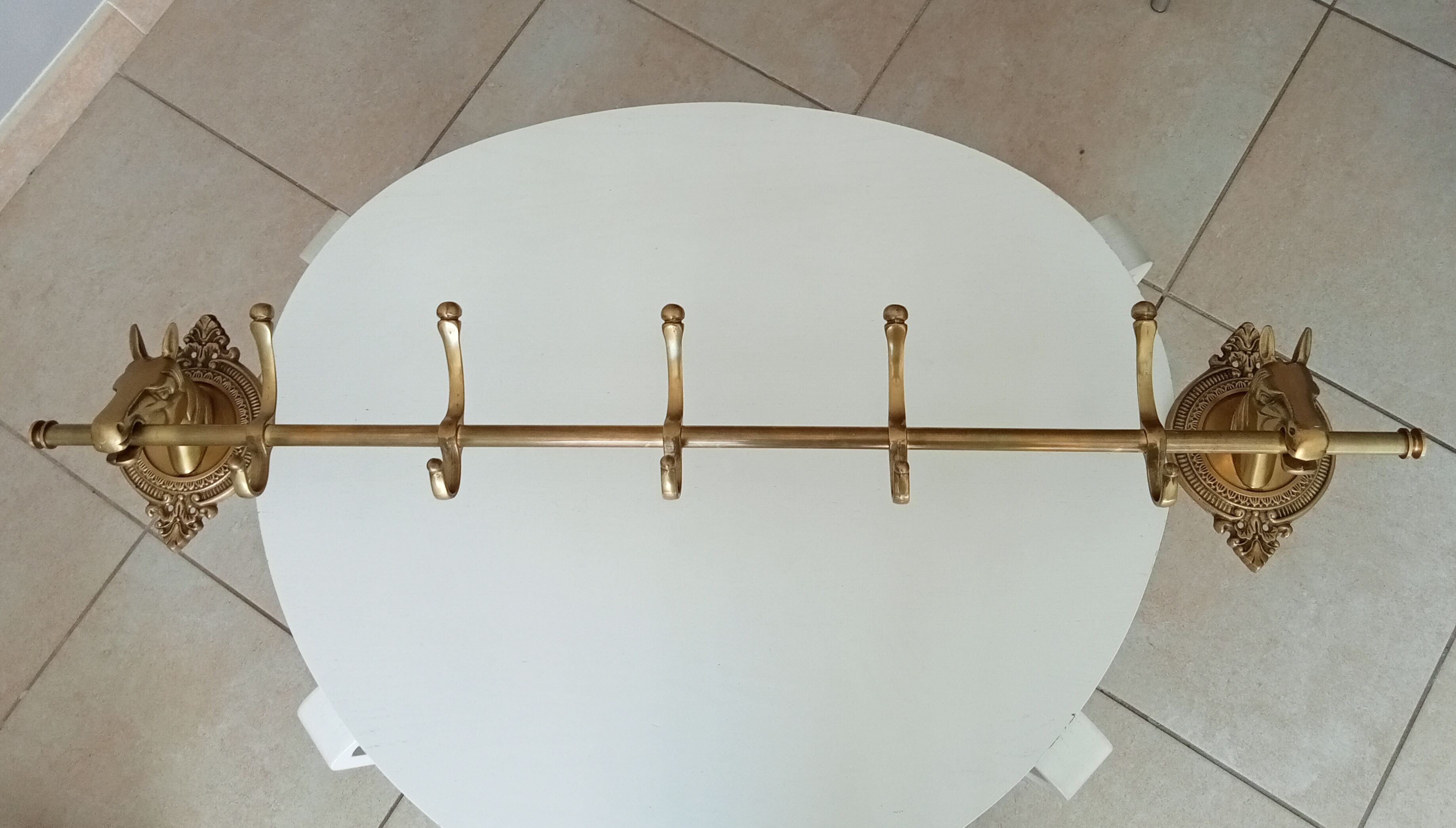 Coat rack in solid brass gilded 50s